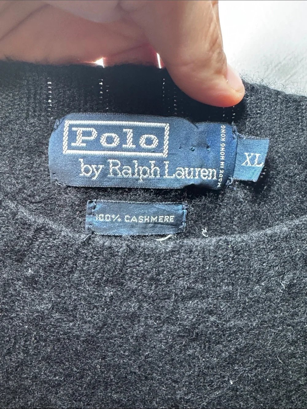 Polo by Ralph Lauren Black Cable-Knit Crew 100% cashmere Sweater